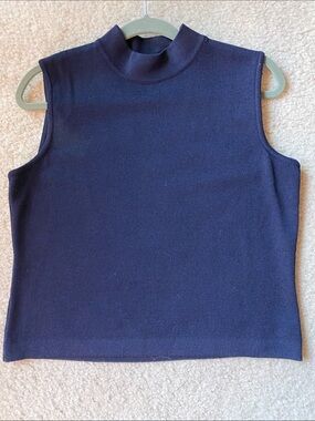 St John navy knit top, size S